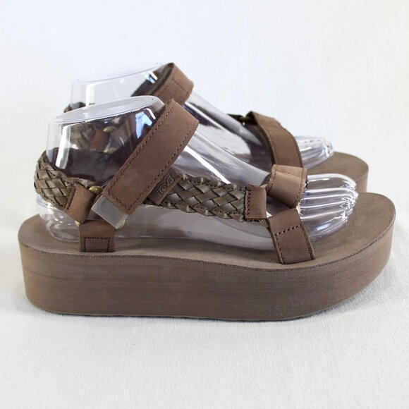 Teva Flatform Universal Interweave Sandal Size 8 Brown Adjustable Strap Platform - Picture 4 of 9